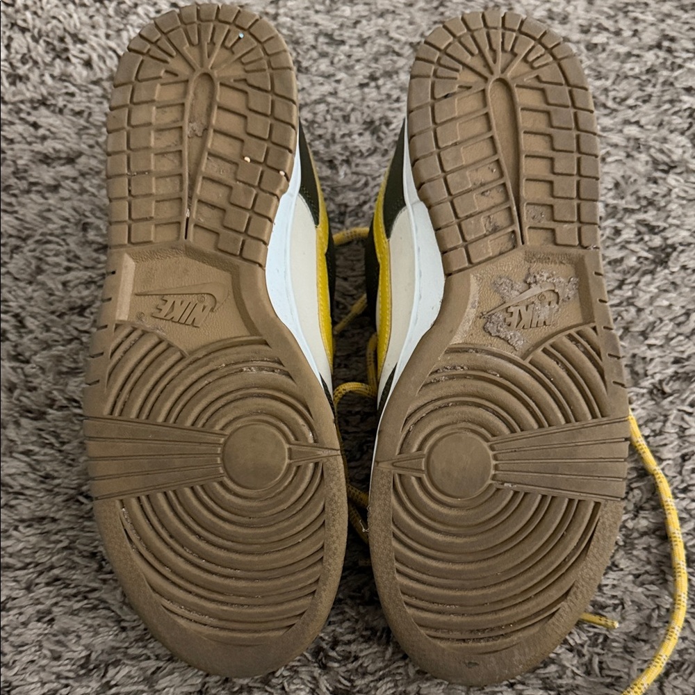 Nike Dunk Low Olive and Yellow Low-Top Sneakers (women size 8.5, kids size 7) - Picture 4 of 5